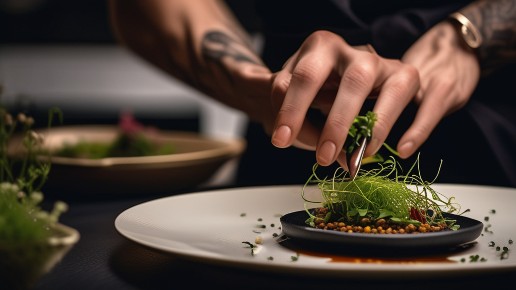 Chef plating an exquisite dish